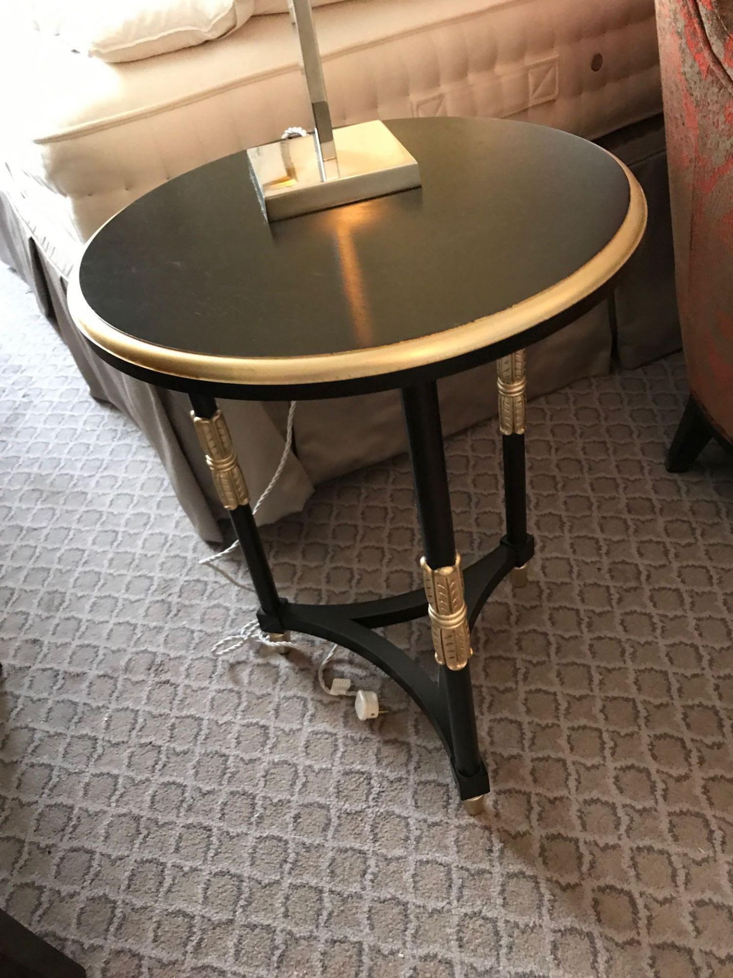 Ebonised And Ormolu Side Table Mounted On A Triform Leg 50cm (Room 423)