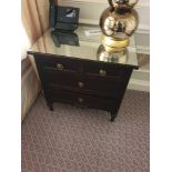 A Pair Four Drawer Mirrored Top Commode Chests Raised By Four Block Feet With A Square Carved