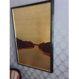 Giclee Landscape Gold And Red Mountains With Horizon 102 x 69cm (Room 315)