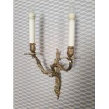 A Pair Of Louis XV Style Wall Appliques In Gilt Bronze With Two Candles Agrafe Decor On Which Are