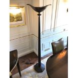 Heathfield And Co Torchiere Floor Lamp Black Column With Bowl Effect Metal Uplighter 173cm (Room