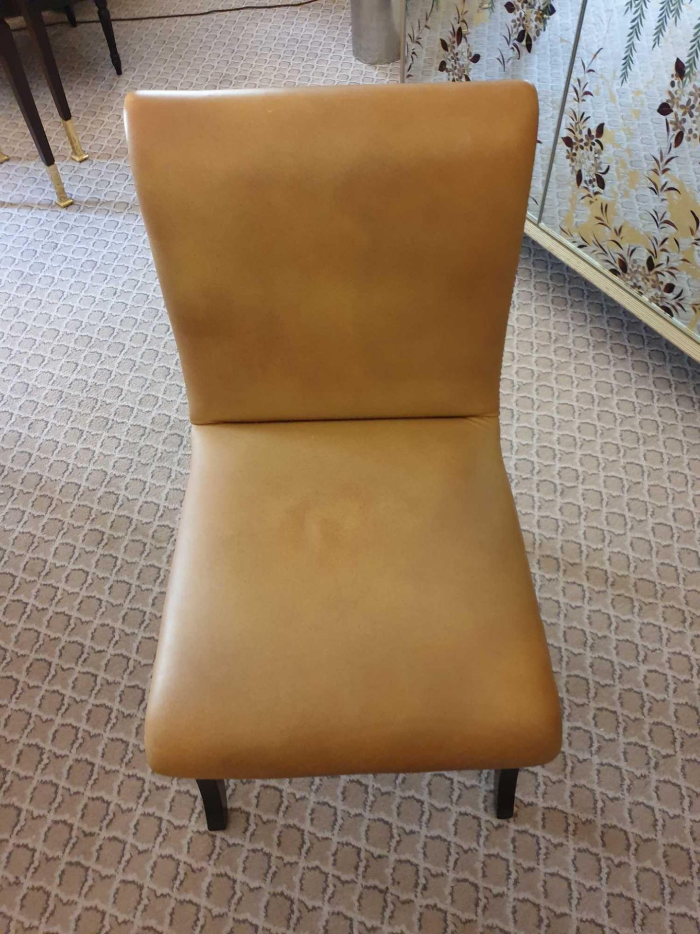 Scroll Back Leather Side Chair Legs And Frame In Solid Oak, With A Stained Finish Upholstered In - Bild 2 aus 3