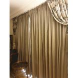 A Pair Of Silk Drapes With Crystal Bead Trim And Aztec Style Jabots With Tie Backs Span 300 x
