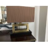 Antique Bronzed Modern Table Lamp With Brown Shade On Plinth 46 x 26 x 50cm (Room 432)