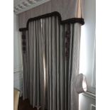 A Pair Of Silk Fully Lined Drapes Complete With Curtain Ties And 2 Oriental Lantern Style Tassels In