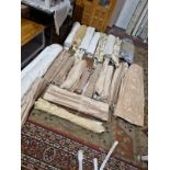 A large selection of Roman blinds upholstered in various patterns complete with curtain poles and