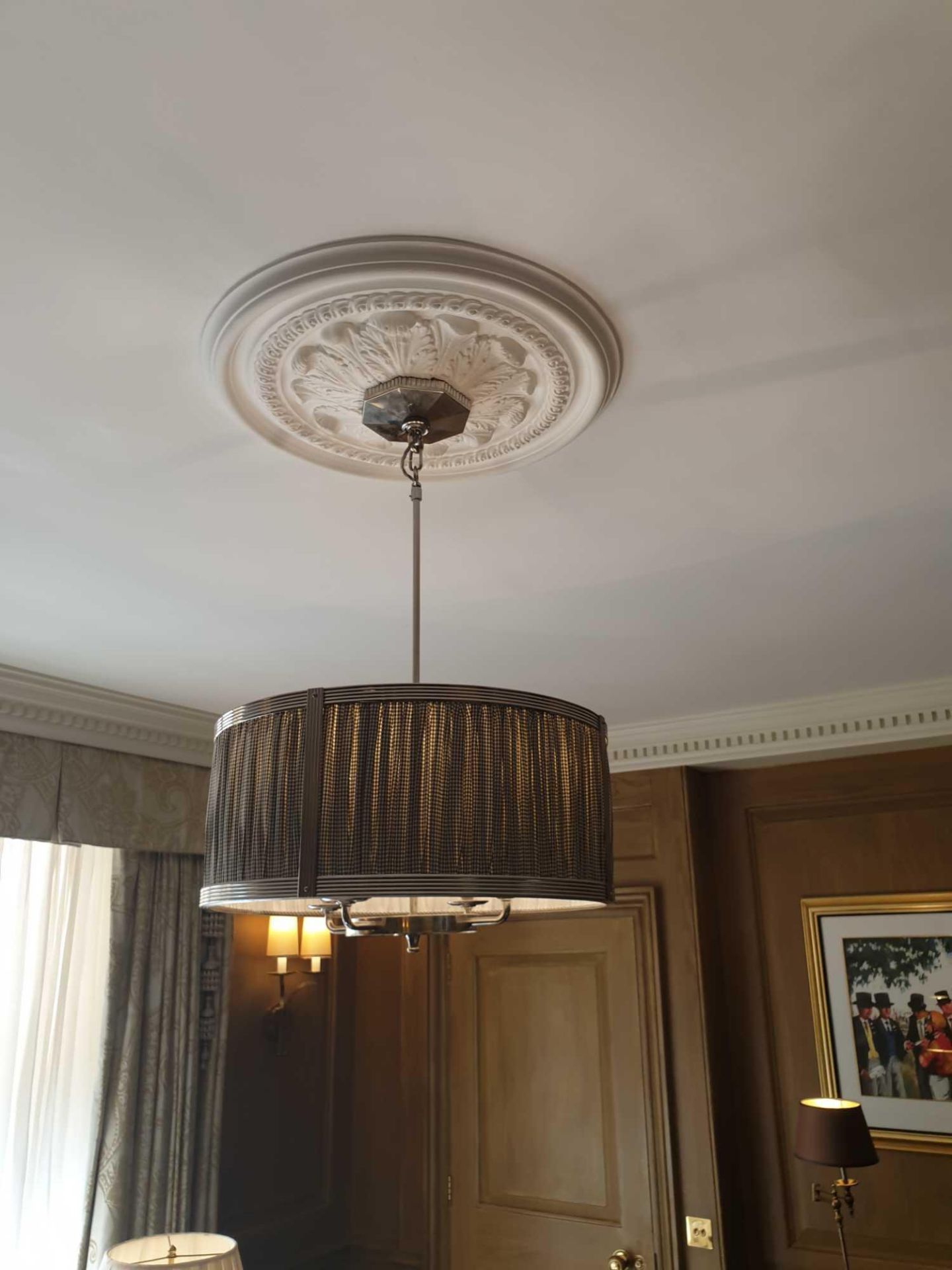 2 x Drum Style Pendant Steel Frame With Pleated Shade 53cm Diameter (Room 310 & 311) - Image 3 of 3