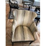 Accent Chair In Upholstered Striped Fabric 65 x 49 x 84cm (Room 401)