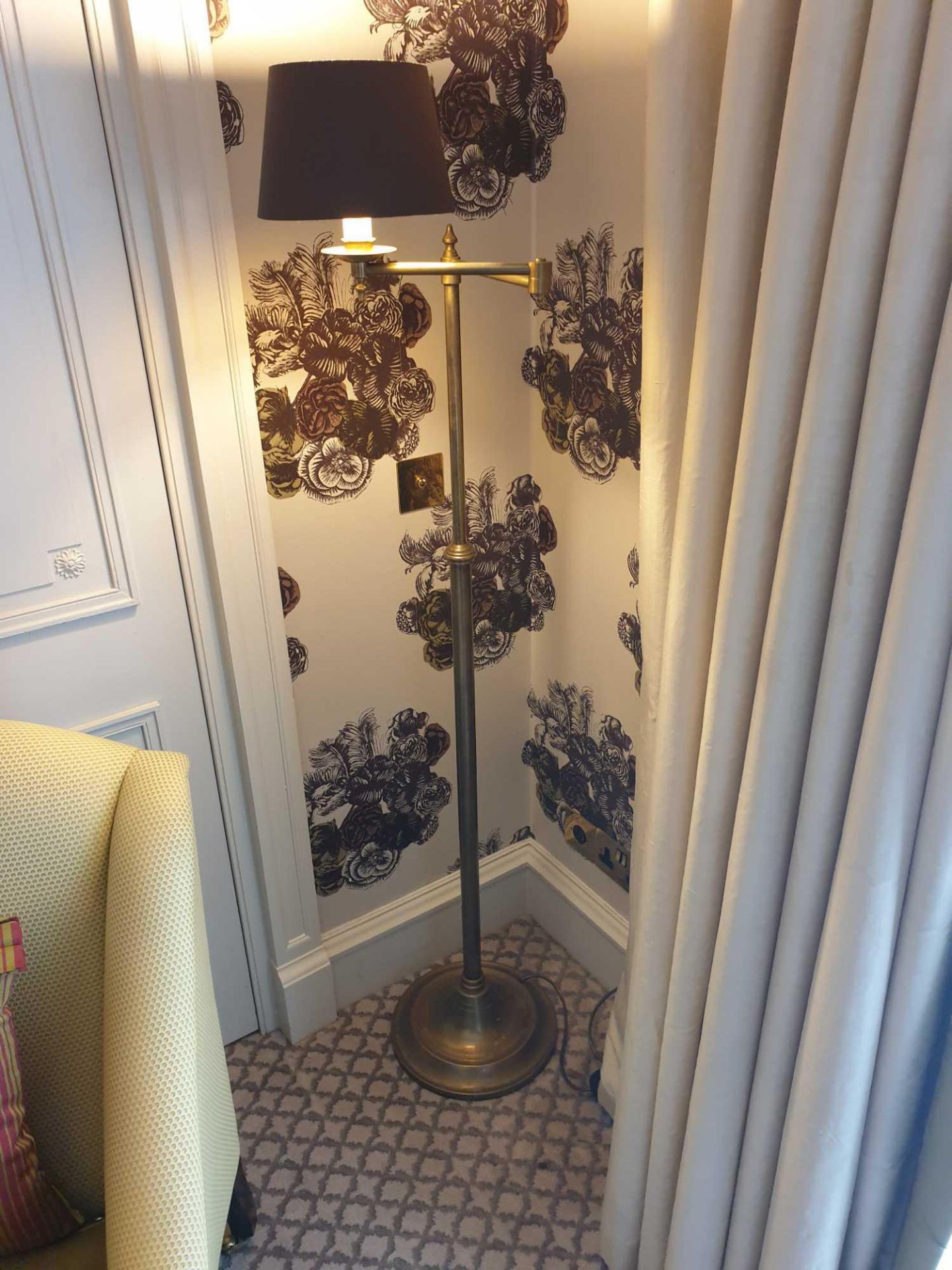 Library Floor Lamp Finished In English Bronze Swing Arm Function With Shade 156cm (Room 312)