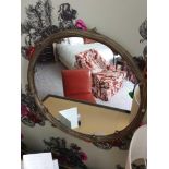 Forgeability Bespoke Metalwork Twig Circular Wall Mirror Brass Surround 60cm Diameter (Room 328)