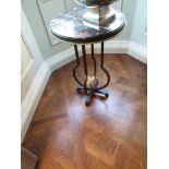 A Bronzed Metal Sculptured Side Table With Mirror Plate Top 60cm (Room 417)