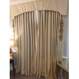 A Pair Of Silk Drapes With Pelmet Copper Trim And Cream Design Style With Oriental Tassel Span 170 x