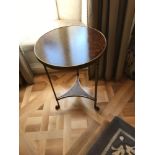 Mahogany And Bronze Wine Table 3 Tripod Foot 50 x 71cm (Room 401)