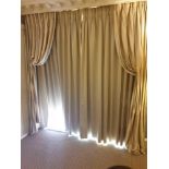 A Pair Of Silk Light Gold And Dark Gold Striped Drapes Fully Lined 220 x 245cm (Room 310 & 311)