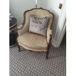 Louis XV Style Bergere The Slightly Flared Arms Have Upholstered Armrests Upholstery Is A Light