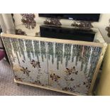 Coloured Verre Eglomise Sideboard Two Door Internally Fitted With Refrigerator Mini Bar 125 x 58 x