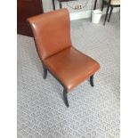 Scroll Back Leather Side Chair Legs And Frame In Solid Oak, With A Stained Finish Upholstered In