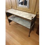 A Two-Tier Iron Bronze And Marble Console Table 134 x 41 x 89cm (Room 310 & 311)