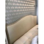 Headboard, Handcrafted With Nail Trim And Padded Textured Woven Upholstery (Room 433)