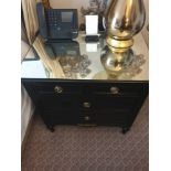 A Pair Four Drawer Mirrored Top Commode Chests Raised By Four Block Feet With A Square Carved