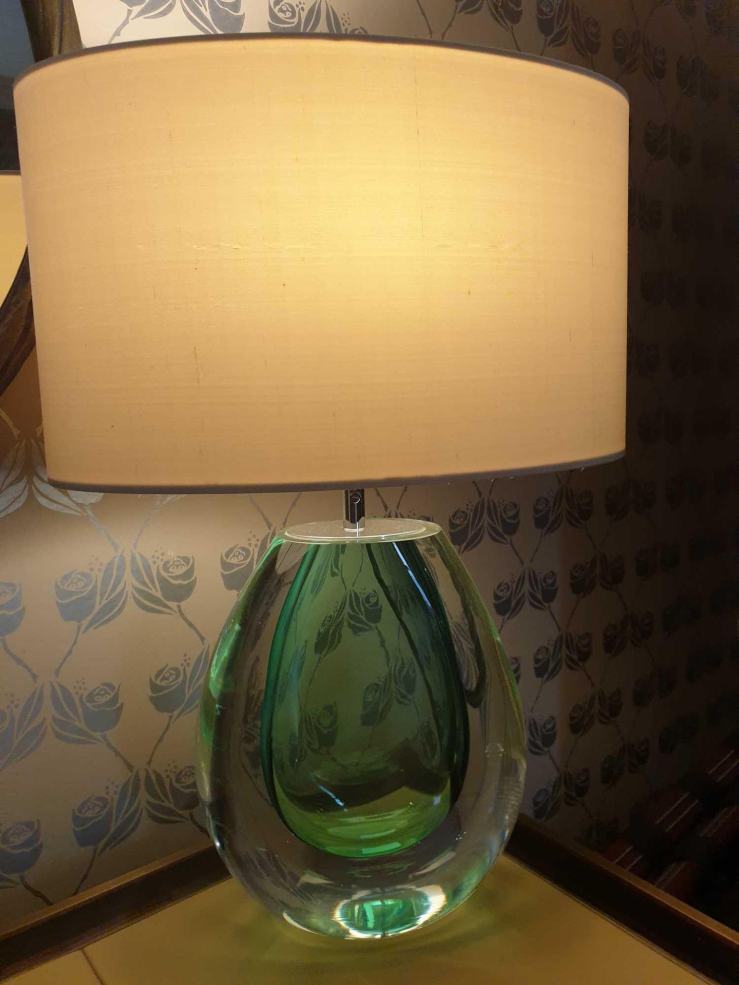 Heathfield And Co Mia Table Lamp Mouth-Blown Glass Features An Intense Drop Of Colour And A Satin