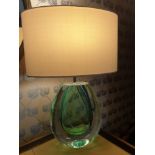 Heathfield And Co Mia Table Lamp Mouth-Blown Glass Features An Intense Drop Of Colour And A Satin