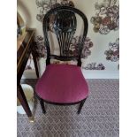 Upholstered Side Chair Carved Vasiform Splat Red Pink Seat Pad With Stud Pin Detail 45 x 48 x