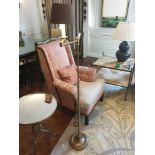 2 x Library Floor Lamp Finished In English Bronze Swing Arm Function With Shade 156cm (Room 306 &