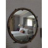 Forgeability Bespoke Metalwork Twig Circular Wall Mirror Brass Surround 60cm Diameter (Room 336) (