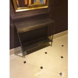 A Forged Metal Two Tier Console Table With Glass Shelves 88 x 24 x 74cm (Room 340)