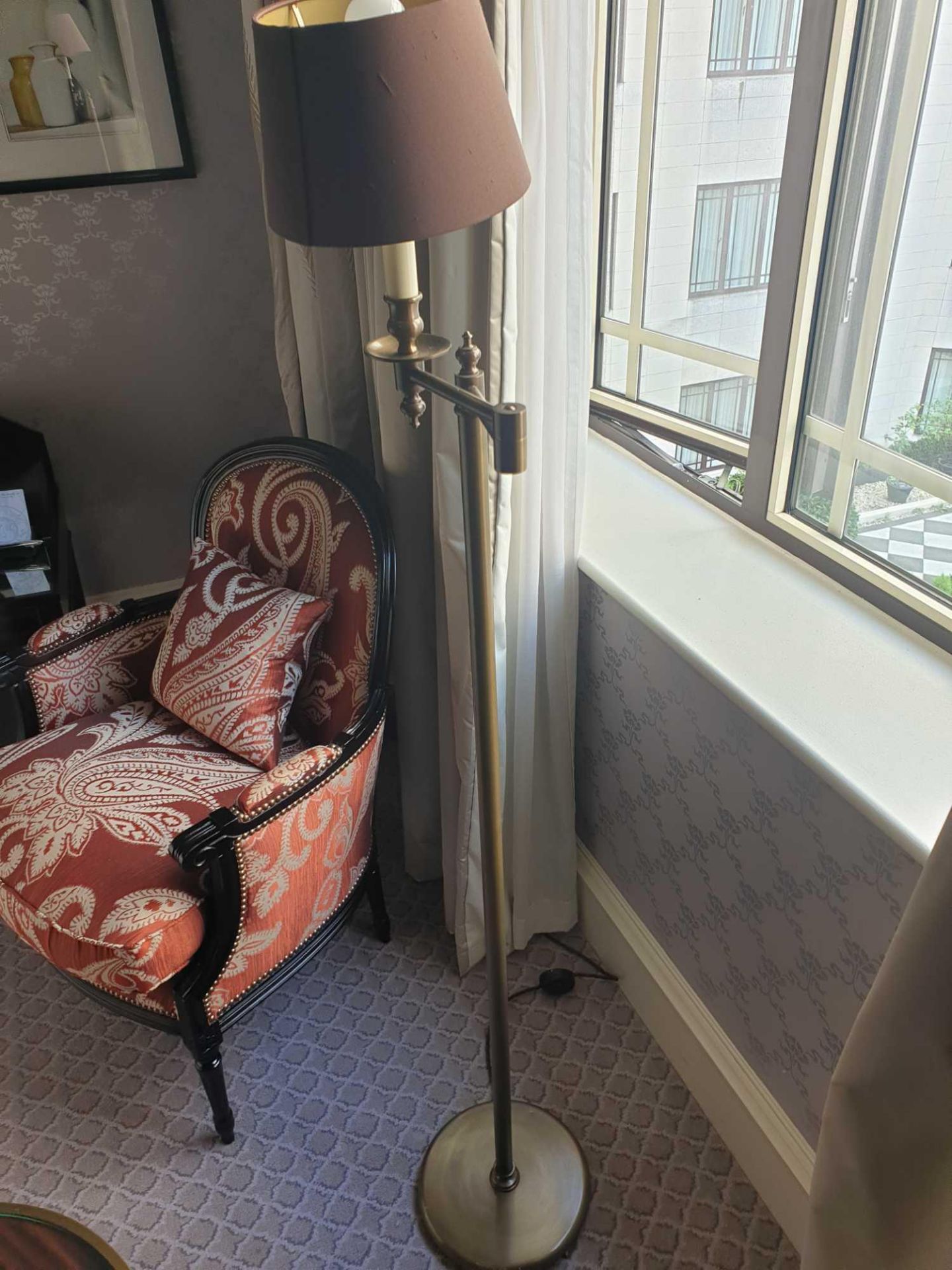 Library Floor Lamp Finished In English Bronze Swing Arm Function With Shade 156cm (Room 331) (This