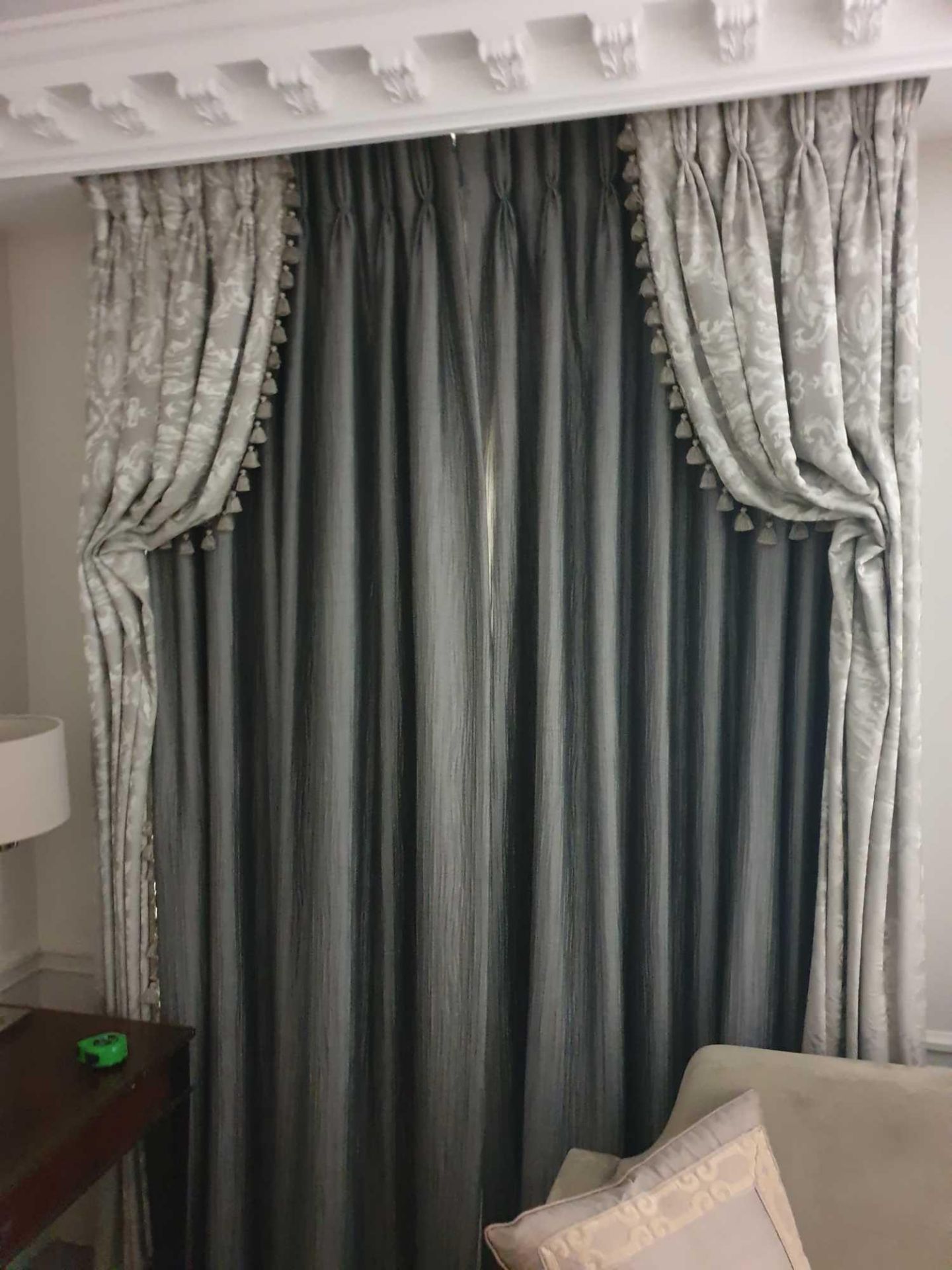 A Pair Of Silk Drapes And Jabots 150 x 250cm (Room 323 324) (This lot is located in Bath)
