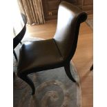 A Set Of 6 x Leather Upholstered Dining Chairs Scroll Back With Hardwood Frame 45 x 45 x 85cm (