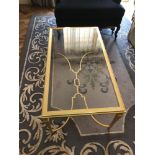 A Rectangular Coffee Table Polished Brass Frame With Clear Glass Top 110 x 60 x 58cm (Room 404)