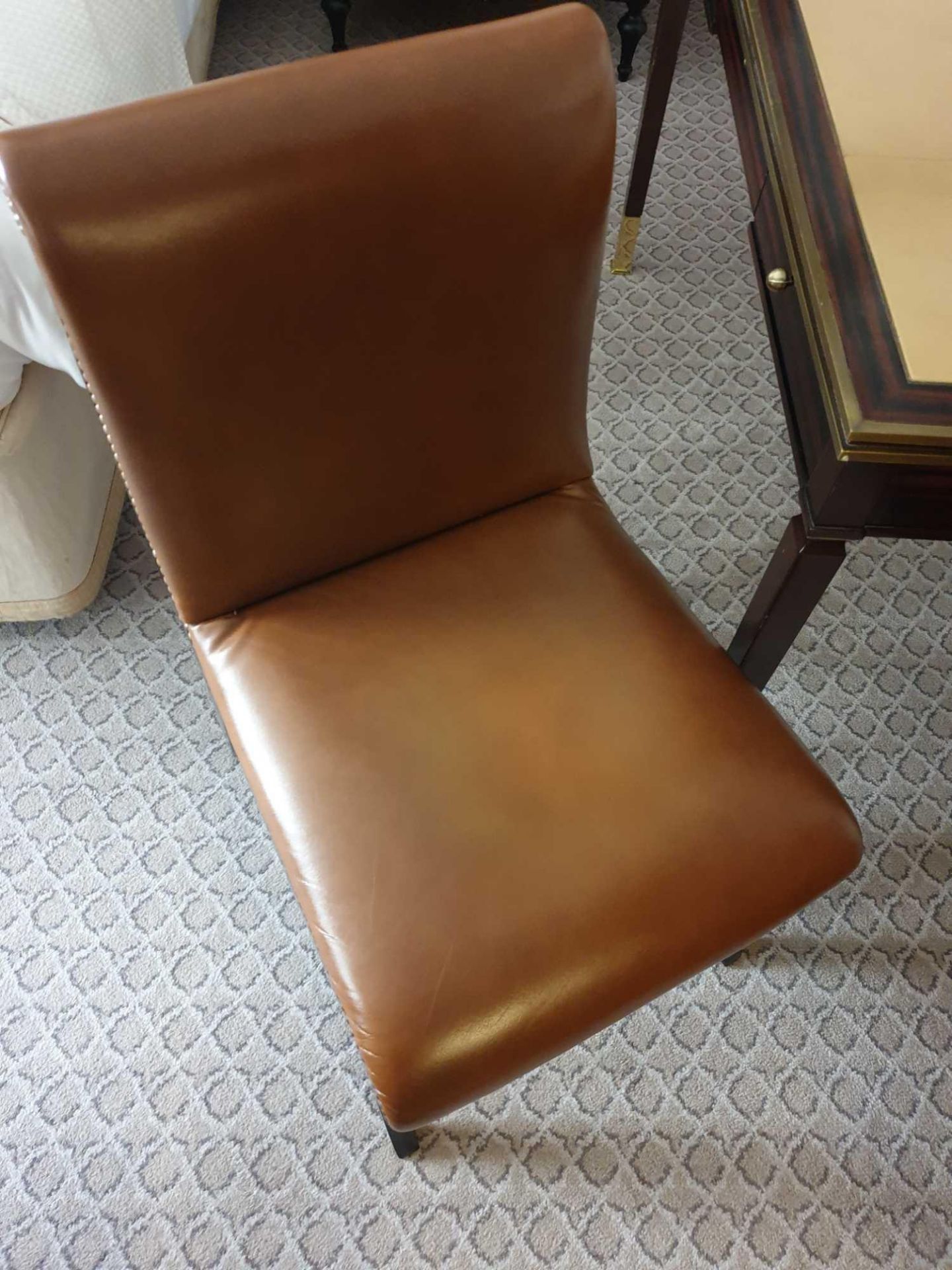 Scroll Back Leather Side Chair Legs And Frame In Solid Oak, With A Stained Finish Upholstered In - Image 3 of 3