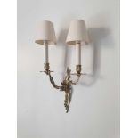 A Pair Of Louis XV Style Wall Appliques In Gilt Bronze With Two Candles Agrafe Decor On Which Are