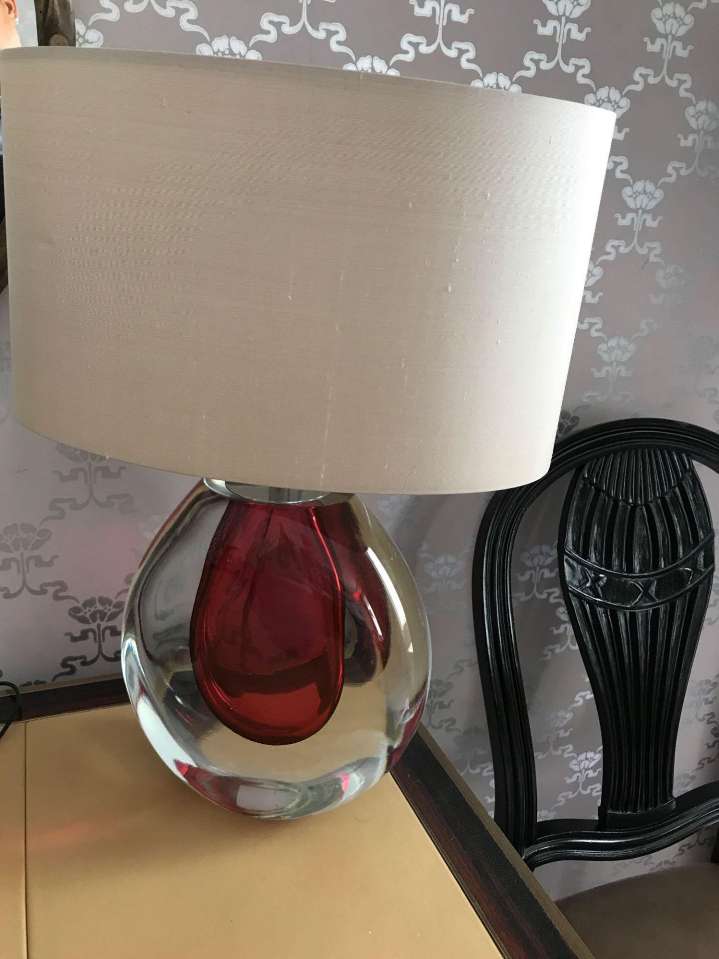 Heathfield And Co Mia Table Lamp Mouth-Blown Glass Features An Intense Drop Of Colour And A Satin