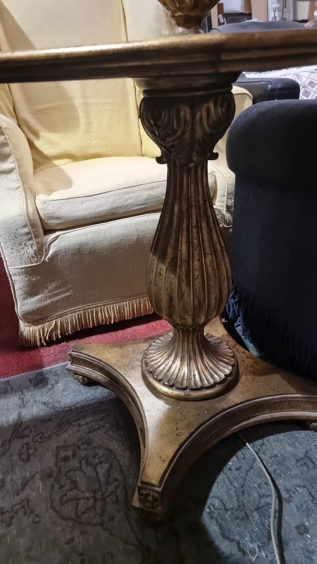 A bronzed mahogany hall lamp table mounted on an hexagonal tabletop with box strung top above a - Image 2 of 2