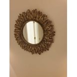 A Bronzed Fetaher Sulptural Mirror 40cm (Room 332) (This lot is located in Bath)