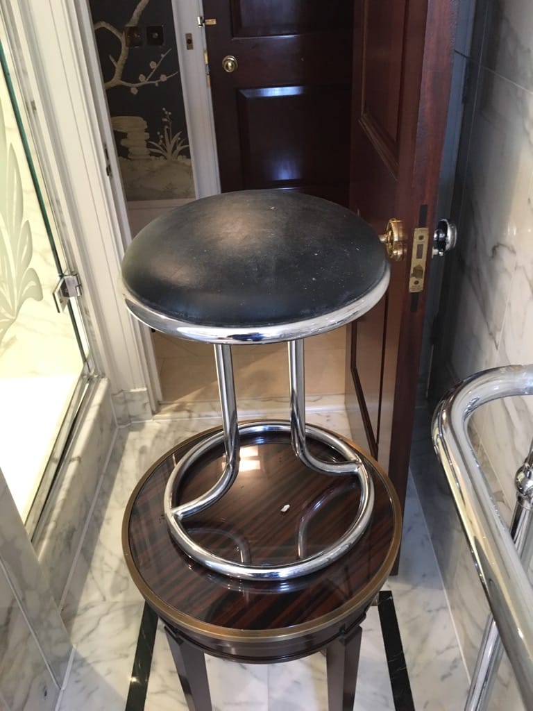 Zoeftig Modern Chrome Vanity Stool Round Stool With Black Vinyl Seat