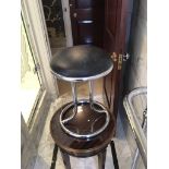 Zoeftig Modern Chrome Vanity Stool Round Stool With Black Vinyl Seat