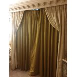 A Pair Of Silk Drapes And Jabots Light Green With Light Grey 210 x 260cm (Room 340)