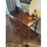 A Burr Mahogany Writing Desk Three Drawers 2 Drawer Handles With Brass Roses Brass Trim On Desk