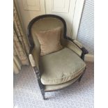 A Pair Of Louis XV Style Bergere The Slightly Flared Arms Have Upholstered Armrests Upholstered 67 x