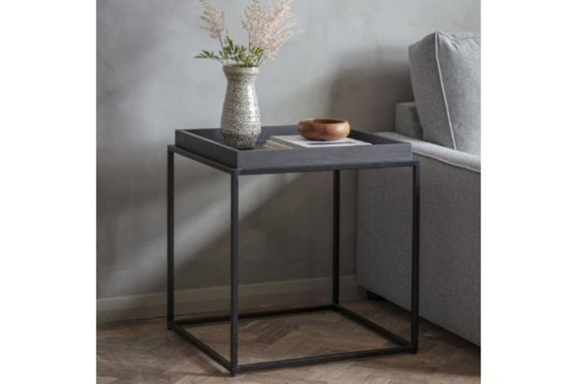 Forden Tray Side Table Black The Simple Angular Black Metal Frame Allows A Clear View Of The Floor - Image 3 of 3