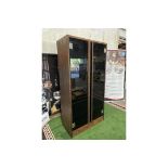 Noir Walnut Two Door Smoked Tempered Glass Display Cabinet Internally Fitted With Shelves 100 x 50 x