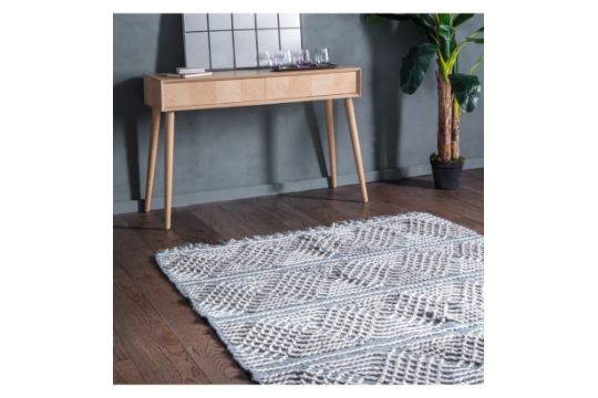 Lopez Denim Rug The Lopez Denim Rug Is A Stylish Geometric Patterned Rug With Coordinating Side