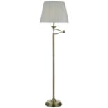 Artie Swing Arm Floor Lamp with a pleated Ivory faux silk shade (W)400 x (D)400 x (H)1500mm