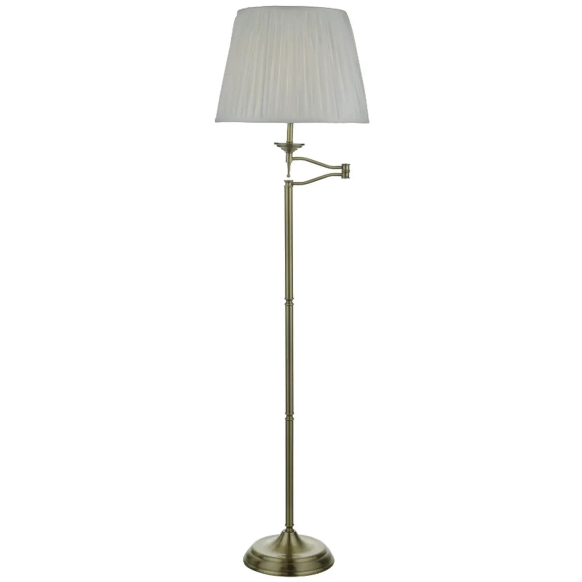 Artie Swing Arm Floor Lamp with a pleated Ivory faux silk shade (W)400 x (D)400 x (H)1500mm