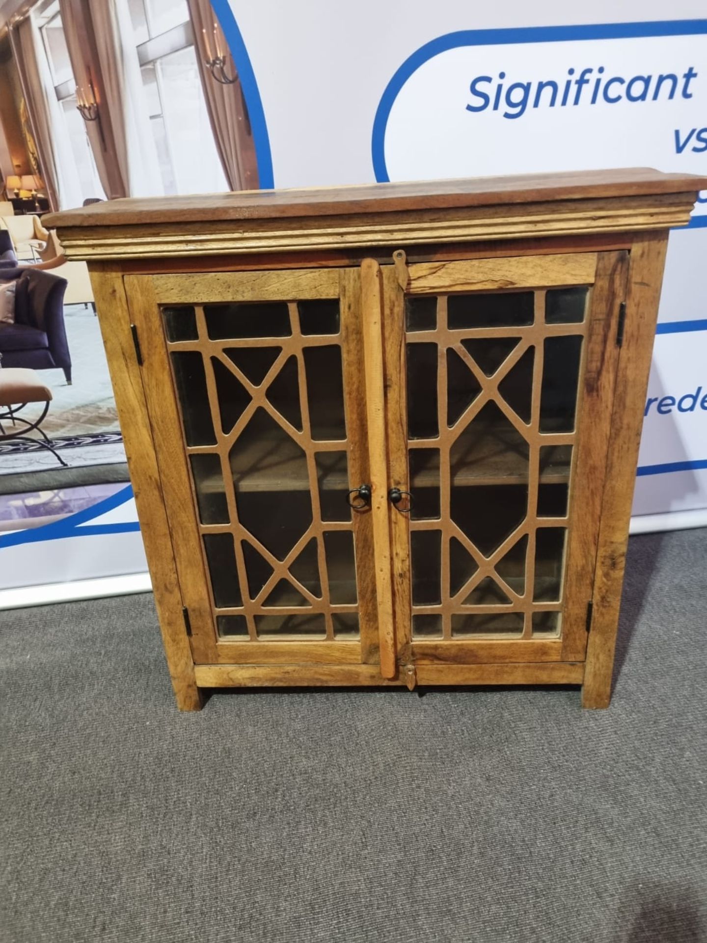 Handcrafted Two Door Glazed Cabinet This Is A Beautiful Carved Cabinet That Has Been Handcrafted